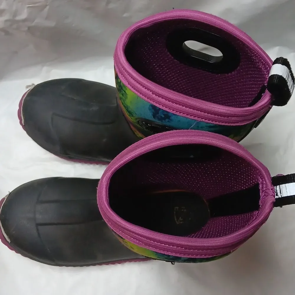 Muds Noble Outfitters Kids' Black and Purple Rain & Snow Boots Youth Size 2